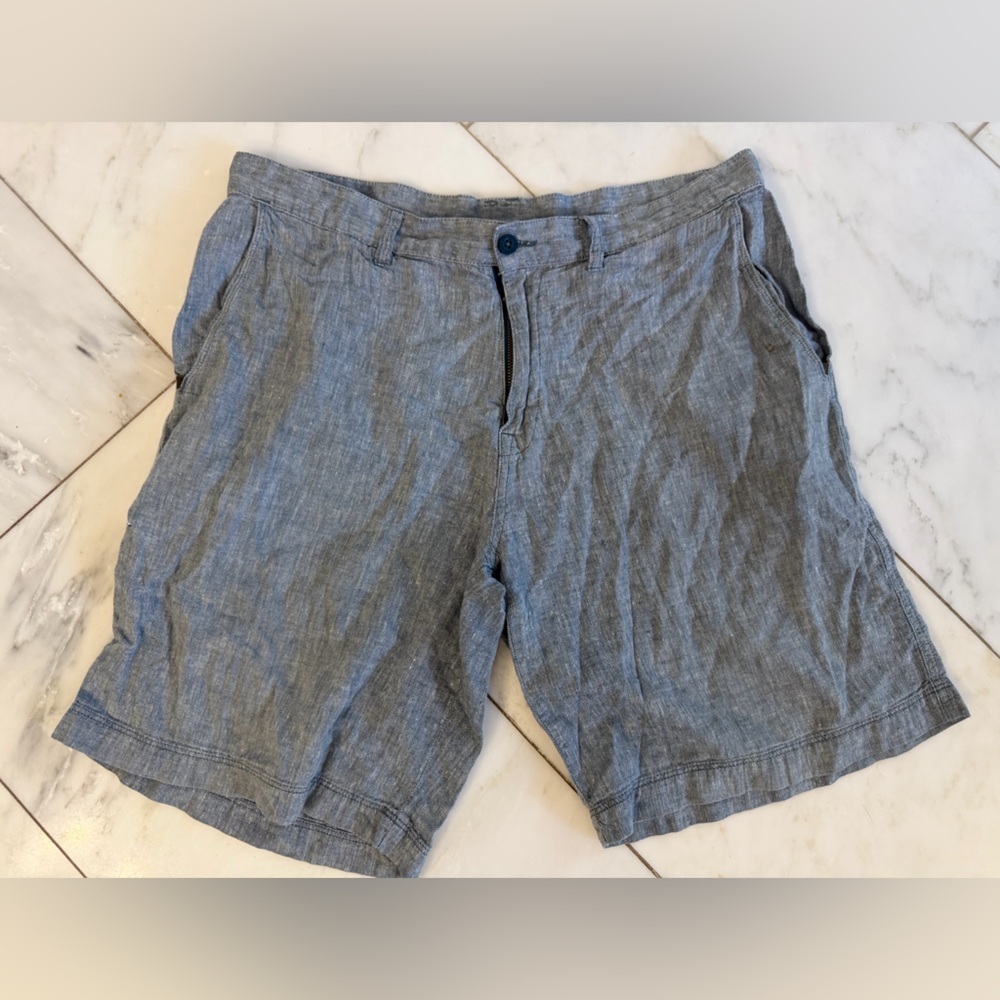 Patagonia Men’s 35 Gray Blue Hemp and Cotton Flat Front Casual Shorts